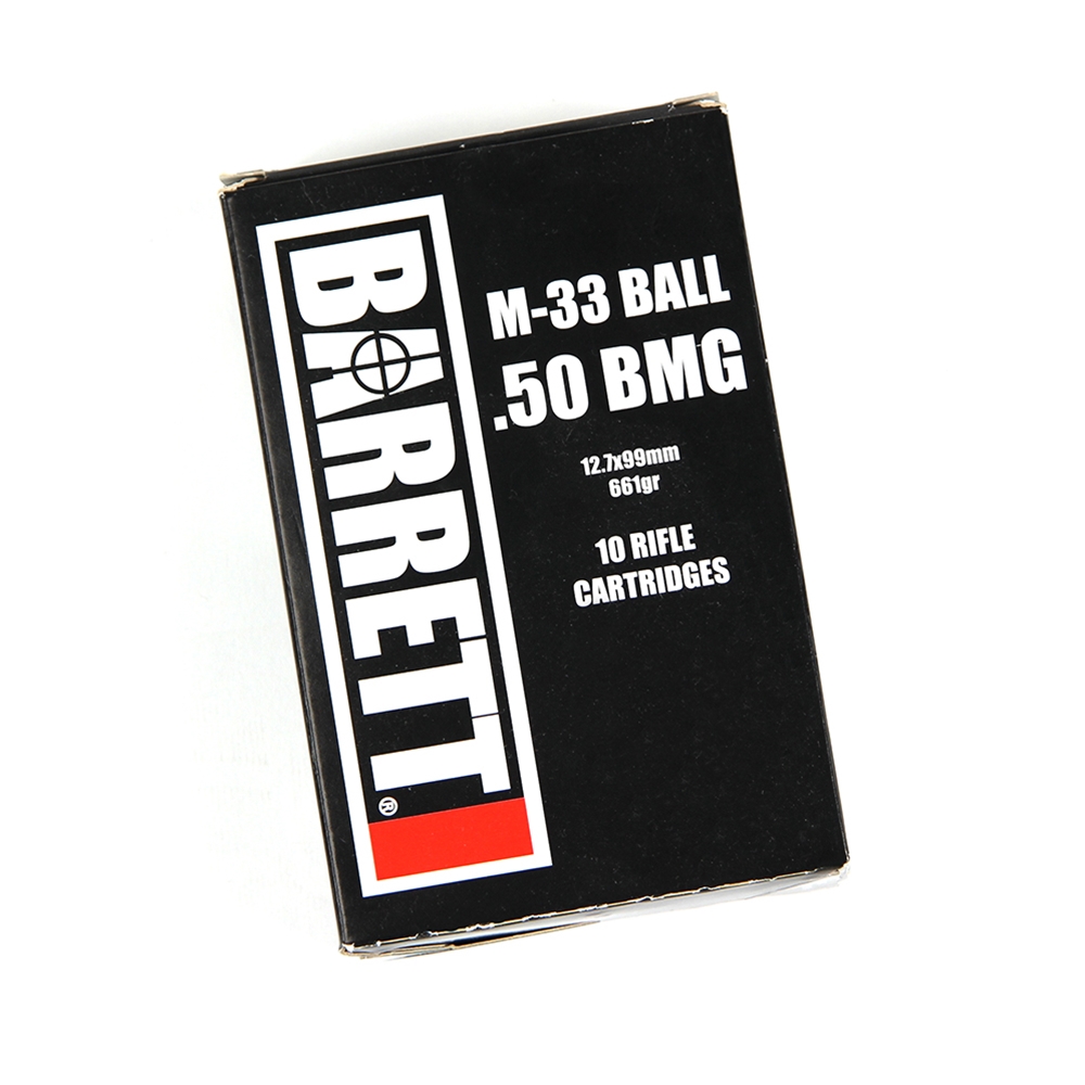 Barrett Headstamp, .50 BMG,  661 GR, M33 BALL, 10 Rd Box