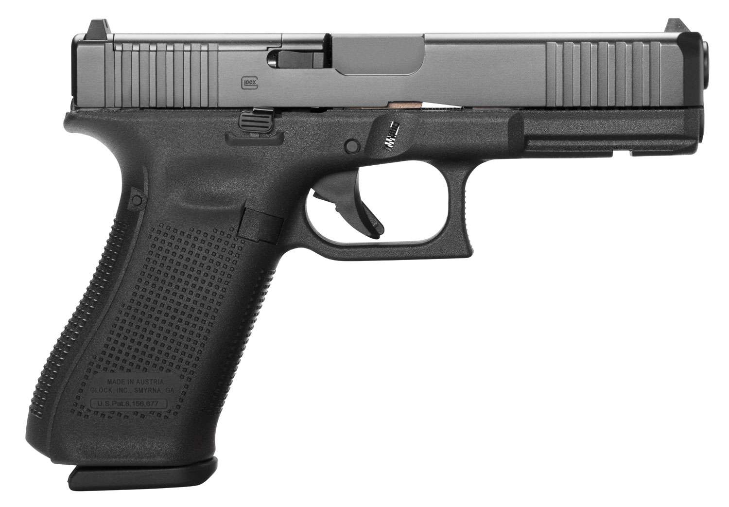 Glock G17 Gen5 MOS 9mm Luger 4.49" 17+1 Black nDLC Steel w/Front Serrations Slide Black Rough Texture Interchangeable Backstraps