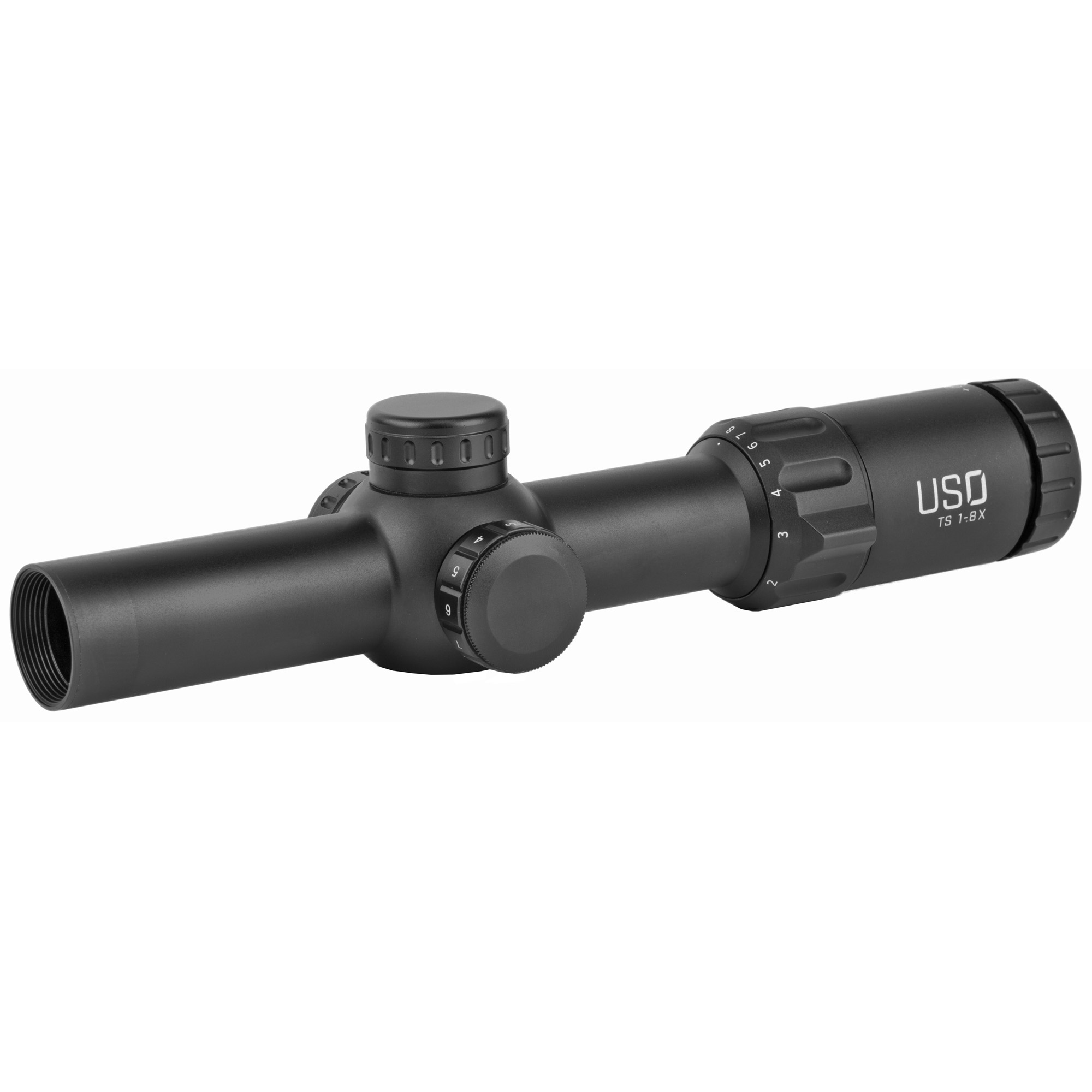 US Optics TS Series 1-8x24mm; 30 mm Tube; Digital Red FFP 0.2 MRAD RBR Reticle Riflescope Black (TS-8X RBR) 811069021550