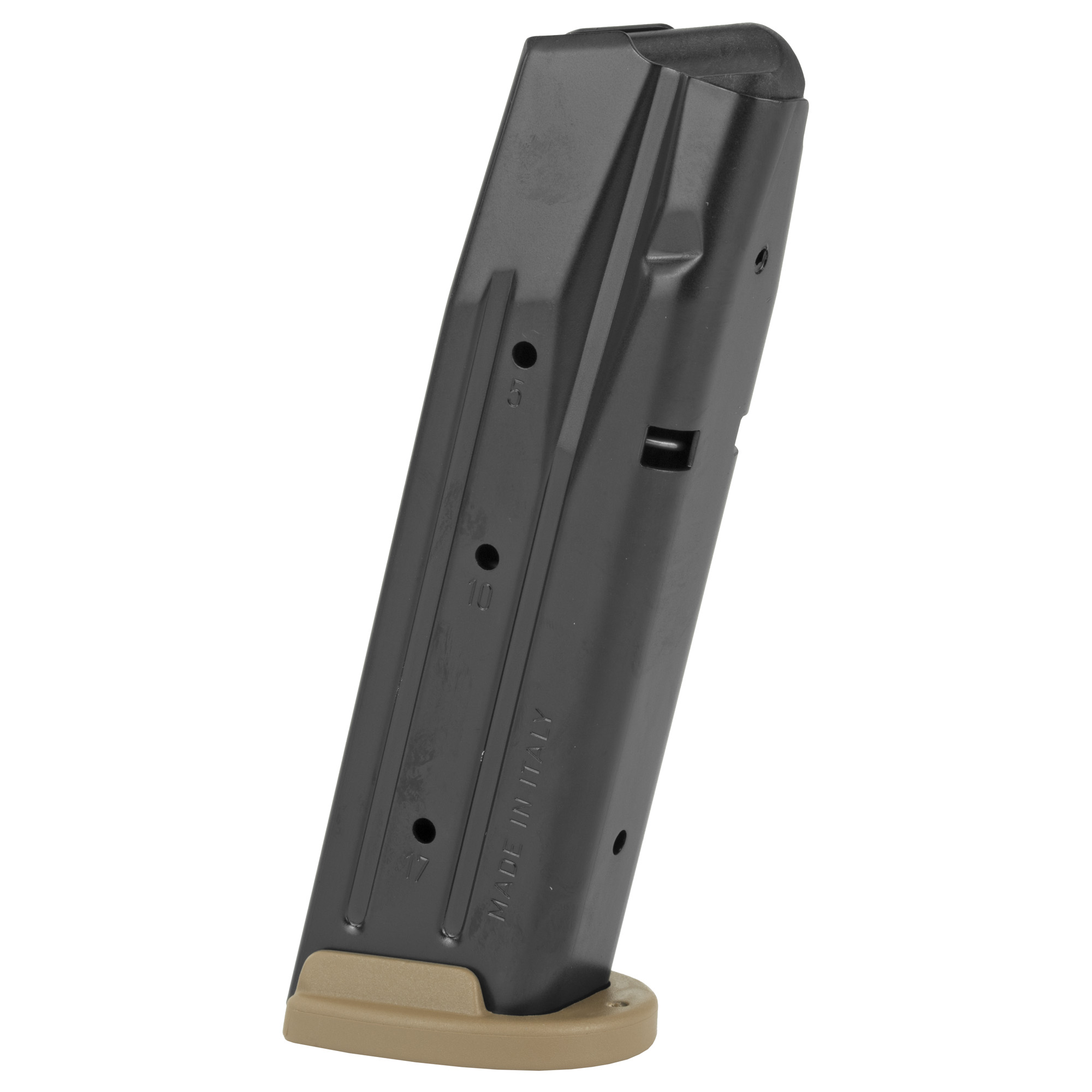 SIG Sauer M17/P320/P250 Full Size 17 Round OEM Magazine, 9mm, Coyote Tan Base Plate,  Black Finish, MPN # MAG-MOD-F-9-17-COY, UP