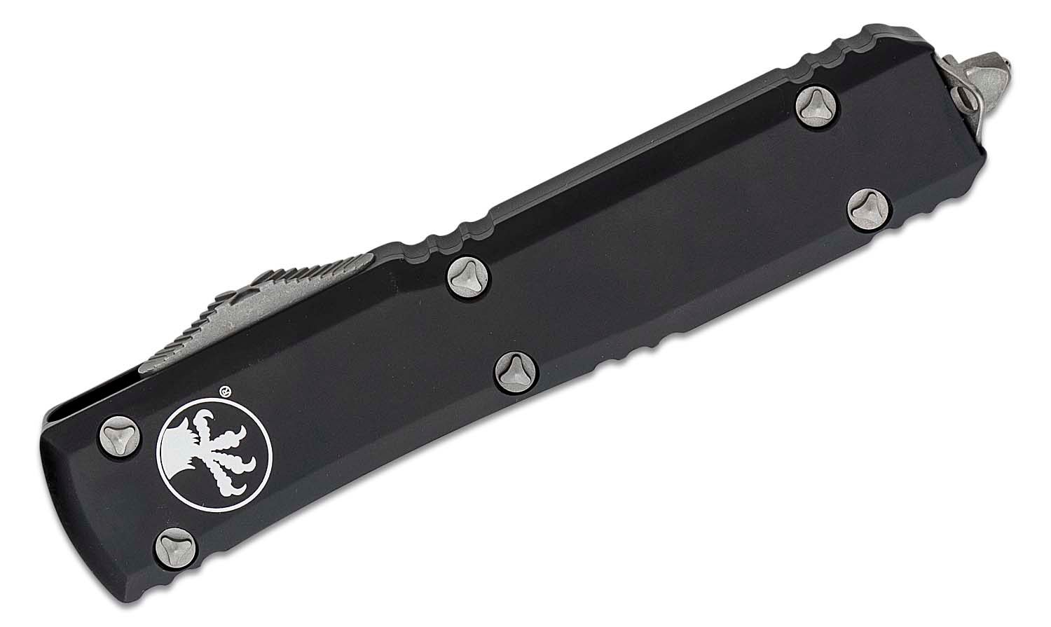 Microtech | 122-12AP | Ultratech AUTO OTF Knife 3.46" | Apocalyptic | | Plain/Serrated Double Edge Dagger Blade, Blk Alum. Hndls