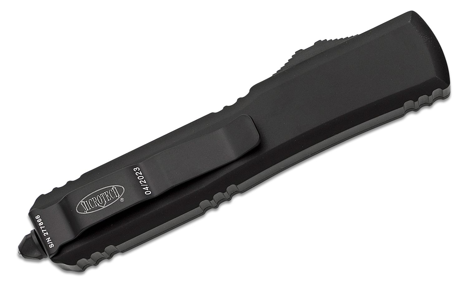 Microtech | 123-3T | Ultratech Tactical AUTO OTF Knife 3.46" | | Fully Serrated Black Tanto Blade, Black Aluminum Handle