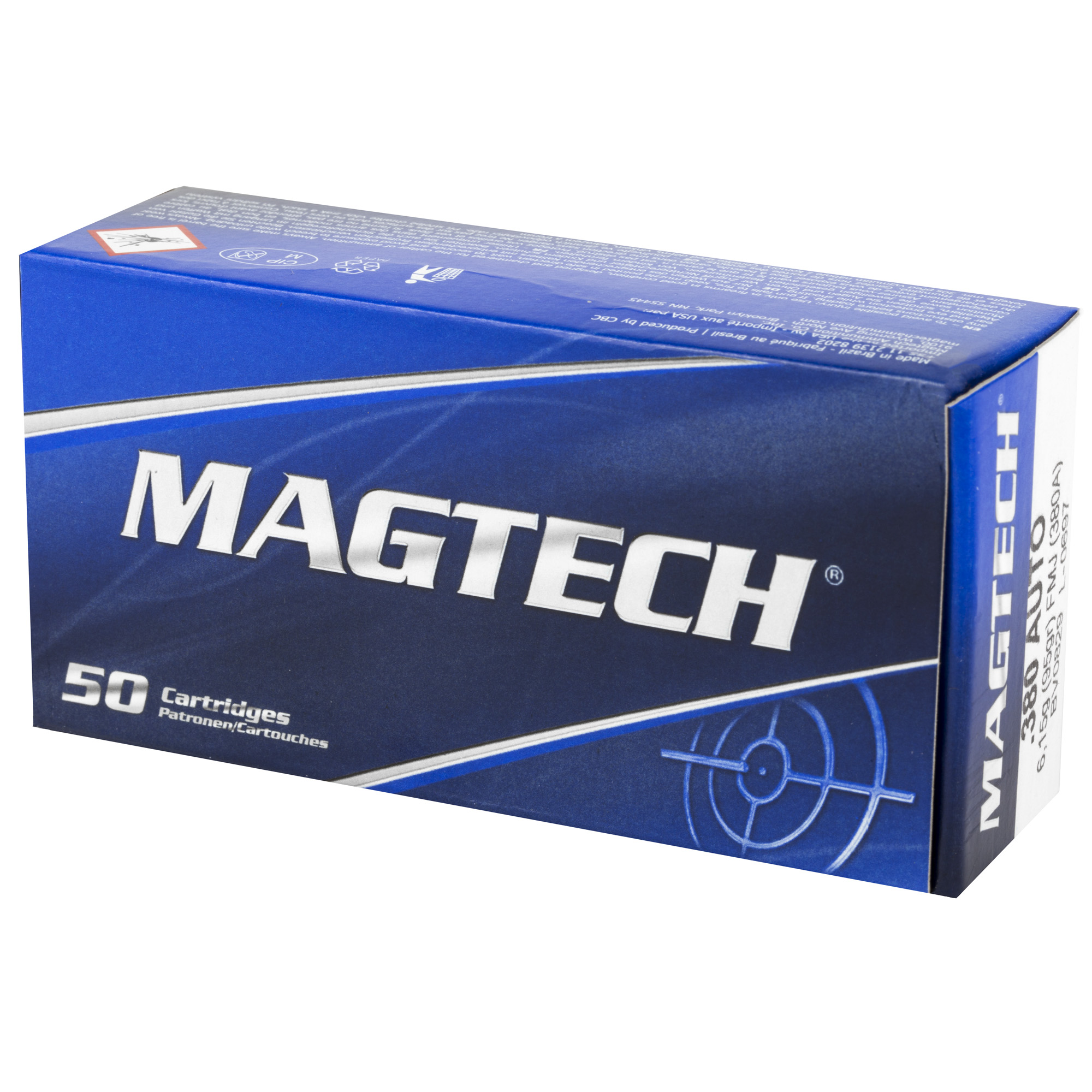 Magtech, Sport Shooting, 380 ACP, 95 Grain FMJ, Round Nose, Full Metal Case, 50 Round Box,  Case Pack 20-Boxes (1000Rds.), 380A,