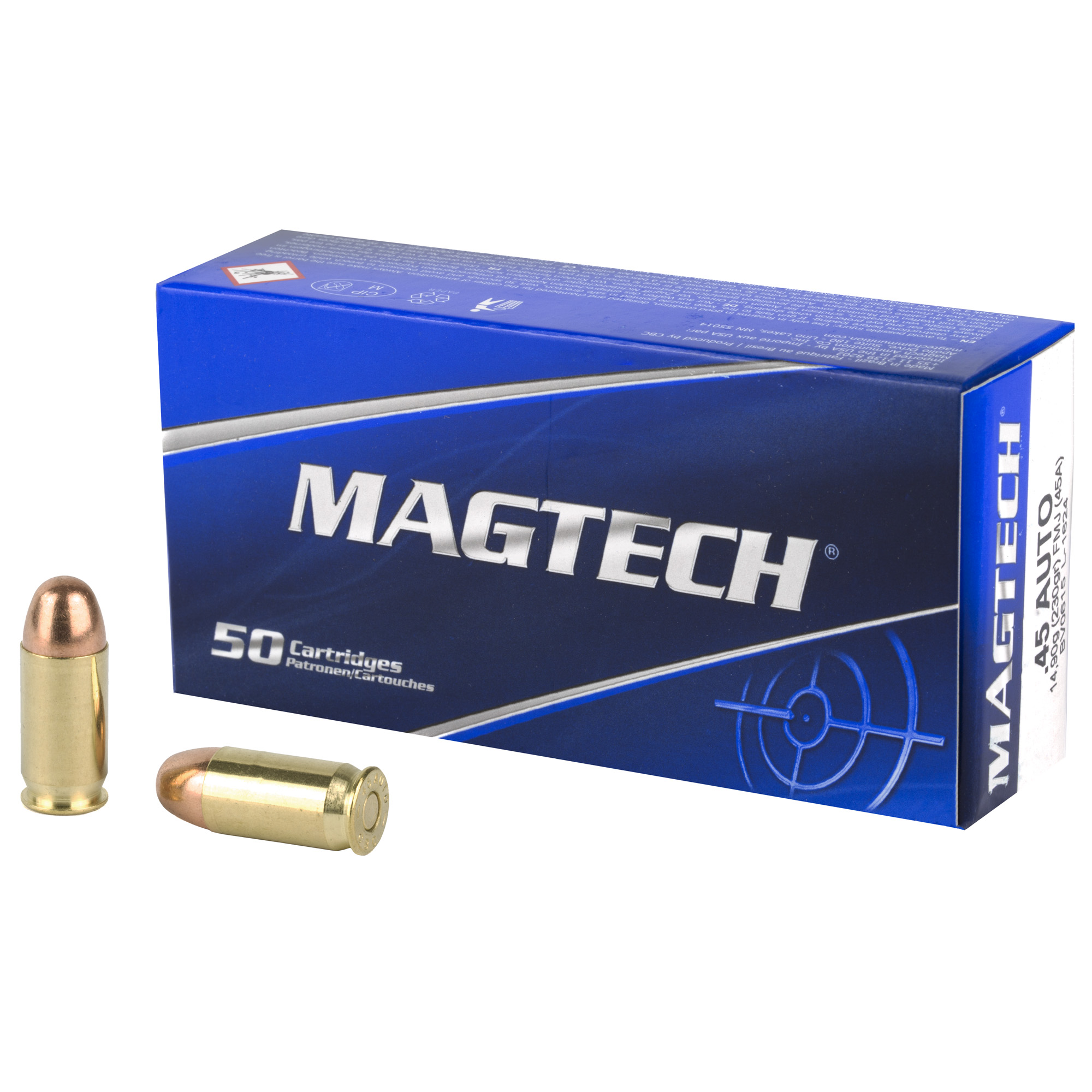 Magtech, Sport Shooting, 45ACP, 230 Grain FMJ, Full Metal Case, 50 Round Box,  Case Pack      20-Boxes (1000Rds.), 45A,