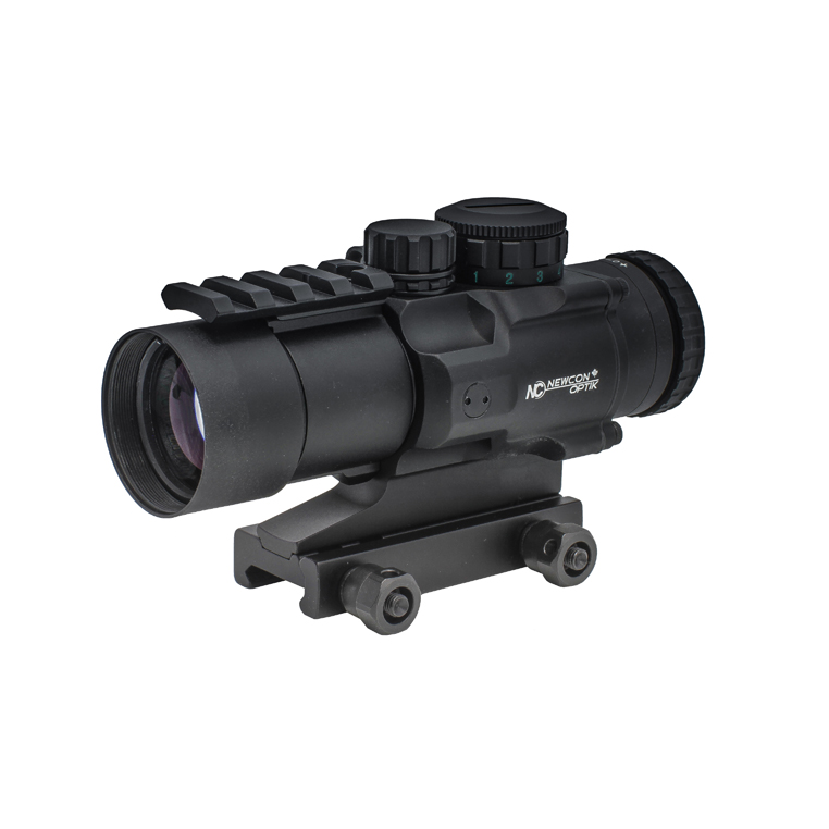 Newcon Optik Tactical Series Riflescope, with Red / Green LED Illuminated Mil-Dot Ranging Reticle, Fixed Mount (4x32)