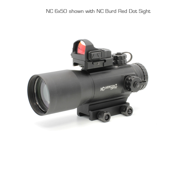 Newcon Optik Tactical Series Riflescope, Matte Black with Red / Green LED Illuminated Mil-Dot Ranging Reticle, Fixed Mount 6x50.