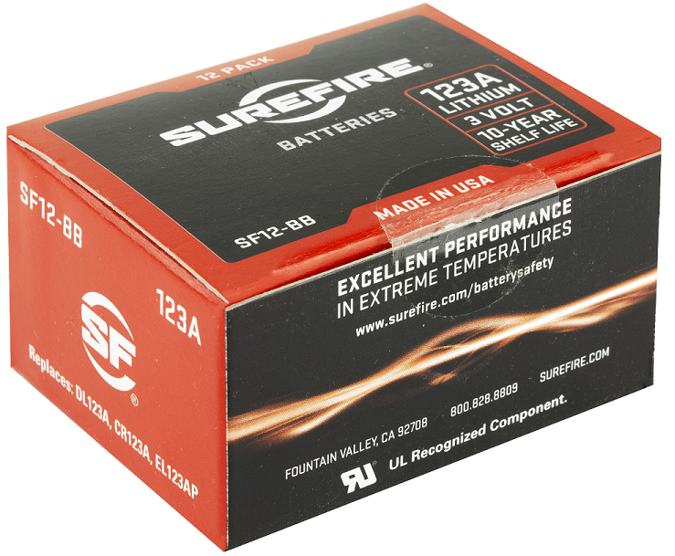 Surefire CR123A 12 pack Lithium Batteries Red