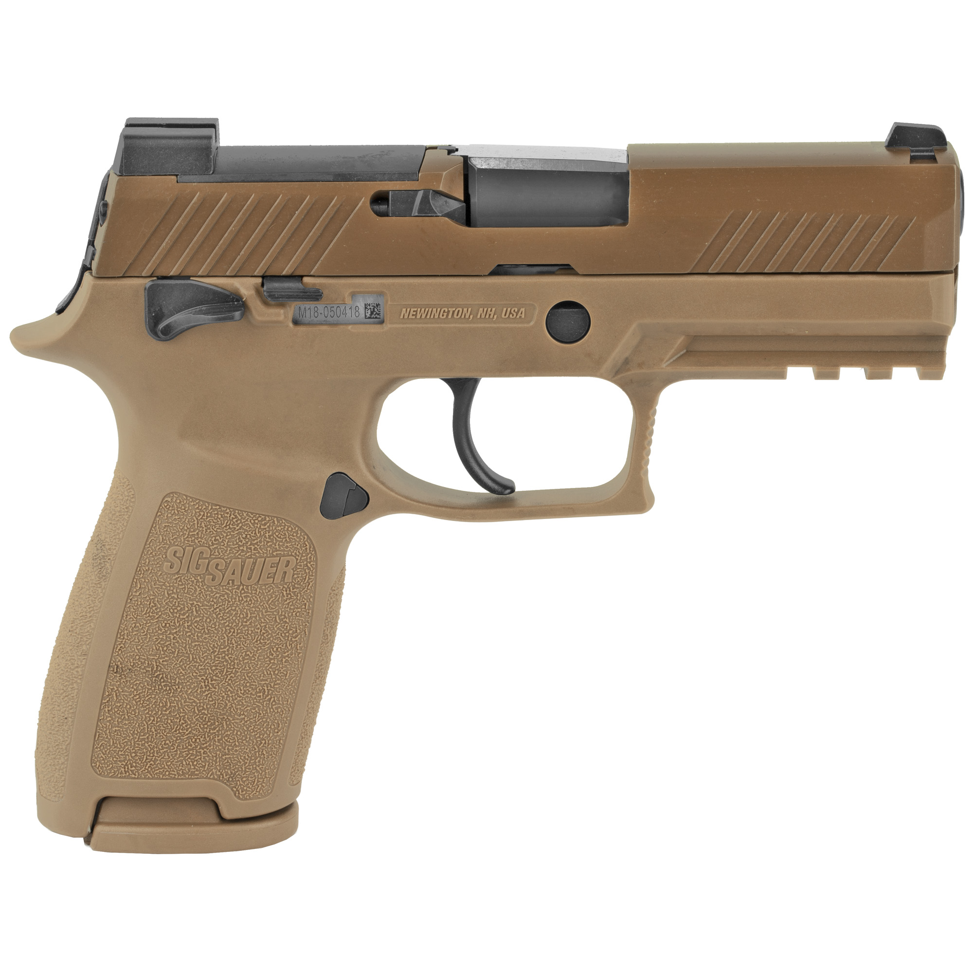 SIG Sauer P320-M18, 9mm, Semi Auto Compact Pistol, Coyote Tan, MPN # 320CA-9-M18-MS, UPC:798681607556